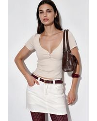 Busem - V-Neck Short Sleeve Knitted Blouse With Button Closure - Lyst