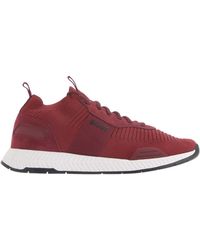 BOSS - Titanium Suede Paneel Hardlooptrainers (rood) - Lyst