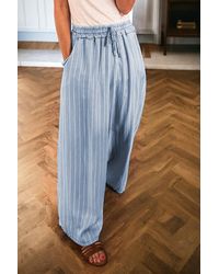 Azura Exchange - Gestreifte Weite Hose Mit Kordelzug - Lyst