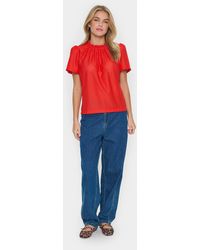 Saint Tropez - Blouse Met Korte Mouwen Regular Fit Flame Scarlet Red - Lyst