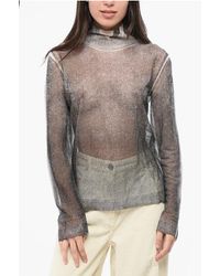Maison Margiela - Mm1 Mm10 Turtleneck Zijden Lichtgewicht Trui In Grijs - Lyst