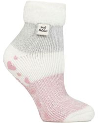 Heat Holders - Ladies Cuddly Fluffy Sliper Bed Socks With Feather Top - Lyst