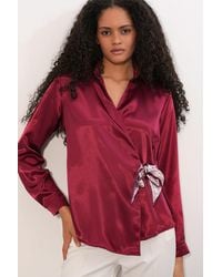 Bigdart - Satin Tie-Front Shirt - Lyst