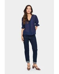 Saint Tropez - Kurzarm-Bluse Gerade Passform Ombre Dark - Lyst