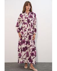 Bigdart - Floral Maxi Dress With Mandarin Collar - Lyst