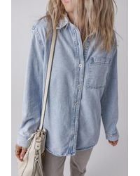 Azura Exchange - Denim-Hemd Im Relaxed Fit Mit Langen Ärmeln - Lyst