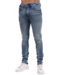 DIESEL - Gewassen Denim 5 Pocket Rechte Jeans (Blauwe Denim) - Lyst
