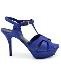 Saint Laurent - Tribute Sandalen Blauw - Lyst