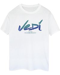 Star Wars - Ladies Obi-Wan Kenobi Jedi Painted Font Cotton Boyfriend T-Shirt (Blanc) - Lyst