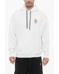 Marcelo Burlon - Katoenen Optical Cross Hoodie Met Opgestikte Zak In Wit - Lyst