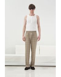 Giesto - Plaid Straight Leg Pants With Elastic Waist - Lyst