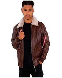 Alpha Industries G-1 Leather Military Flight Jacket in Brown for Men | Lyst