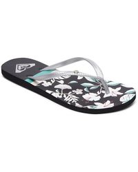 roxy black leather flip flops