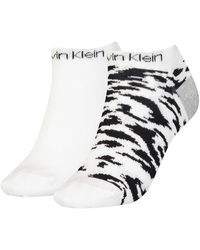 Calvin Klein Sneaker Leopard Socks 2 Pairs - White