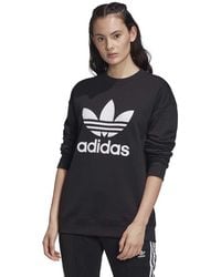 adidas originals trefoil crew neck sweatshirt in khaki