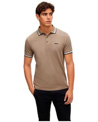 for Men BOSS by HUGO BOSS Silk-cotton Polo Shirt With Structured Front Panel in Light Blue Mens Clothing T-shirts Polo shirts Blue 