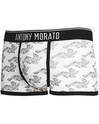 Antony Morato In Stretch Jersey With Tiger Print Boxer - White