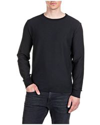Black Mens Clothing Sweaters and knitwear Zipped sweaters S for Men Rpy_uk8007.000.g22454g 098 Replay Cotton Save 44% High Neck Pullover And Zip 
