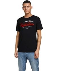 Jack /& Jones Logo Printed T Shirt Mens Short Sleeve Slim Fit Crew Neck Tops 2205