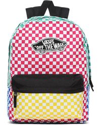 vans realm rose checkerboard backpack
