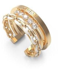 Womens Jewellery Rings Metallic Guess 3 Pc Stacker Cocktail Ring Set in Gold 