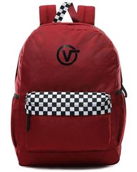 vans sporty realm red & checkerboard backpack