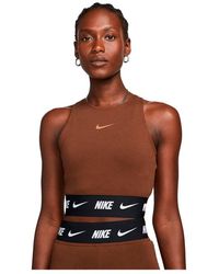 Nike Sportswear Crop Tape Sleeveless T-shirt - Brown