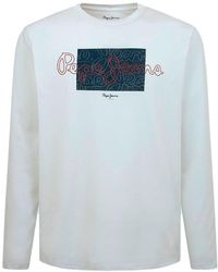 T shirt Pepe jeans Homme manches longues PM501O595 Blanc 