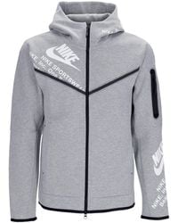 Nike - Lichtgewicht Herensweatshirt Met Capuchon En Rits Tech Fleece Wr Gx Hoodie Met Volledige Ritssluiting Dk Grijs Gemeleerd/Wit - Lyst