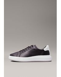 Calvin Klein - Low Top Lace Up Lth Sneakers - Lyst