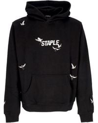 Staple - Sweat A Capuche Leger Pour Hommes Flock Logo Hoodie Noir - Lyst