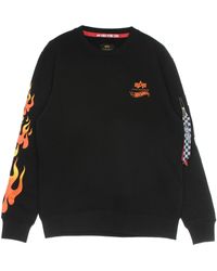 Alpha Industries - Flame Sweater X Hot Wheels Sweat-Shirt A Col Rond Pour Hommes Noir - Lyst