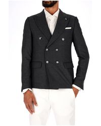 Daniele Alessandrini - Double -breasted Jacket And Rever To Lancia G3469n10564206 Antracite - Lyst