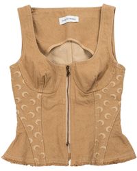 Marine Serre - Moon Jacquard Twill Corset Top - Lyst