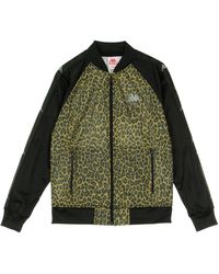 Kappa - Womber Slim Bomberjack Grafisch Luipaard/Zwart/Zilver - Lyst