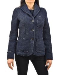 Roy Rogers - Blauwe Jas Dameswollen Knopen Logo Mod - Lyst