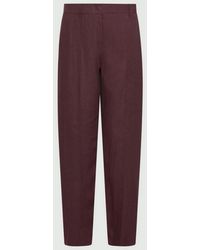 Marella - Vrouwen Linnen Broek Bruin - Lyst