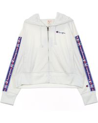 Champion - Sudadera Corta Con Capucha Y Cremallera Completa Para Mujer Blanco - Lyst