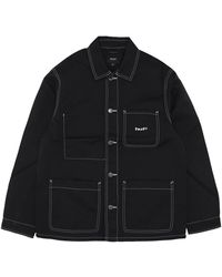 Huf - Arbeitsjacke Fur Herren, Kontrast-Nylon-Hausarbeitsjacke, Schwarz - Lyst