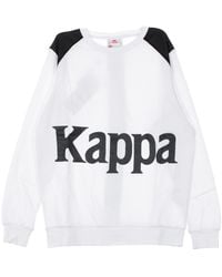 Kappa - Bernel Band Sweat-Shirt A Col Rond Pour Hommes Blanc/Noir - Lyst