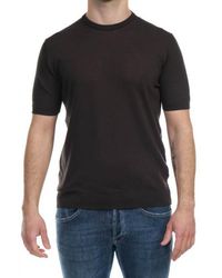 Alpha Studio - Ronde Half Sleeve Cotton Crepe Au4020Cs 1027 Caffe - Lyst