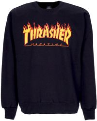 Thrasher - Flame Crewneck Sweatshirt Zwart/Geel - Lyst