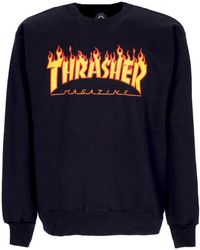 Thrasher - Flame Crewneck Herren-Sweatshirt Schwarz/Gelb - Lyst