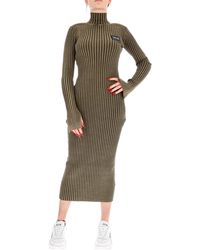 Versace - 73Haom11-Cm16N 'Ribbed High-Neck And Long-Sleeve Midi Dress - Lyst