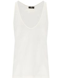 Elisabetta Franchi - Top With Embroidered Logo - Lyst