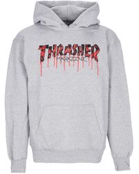 Thrasher - 'Blood Drip Hoodie Light Steel - Lyst