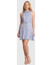 Kocca - Korte Jurk Met Riem Vrouw Blauw - Lyst