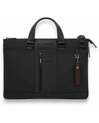 Piquadro - Folder Two Handles Brief Leather And Fabric - Lyst