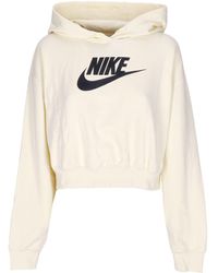 Nike - Cropped Dameshoodie W Sportswear Club Fleece Grafische Oversized Crop-Hoodie Kokosmelk/Zwart - Lyst