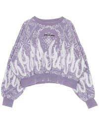 Vision Of Super - Cropped Lichtgewicht Sweatshirt Met Ronde Hals Voor Crop Hoodie Spray Flames Lila/Wit - Lyst